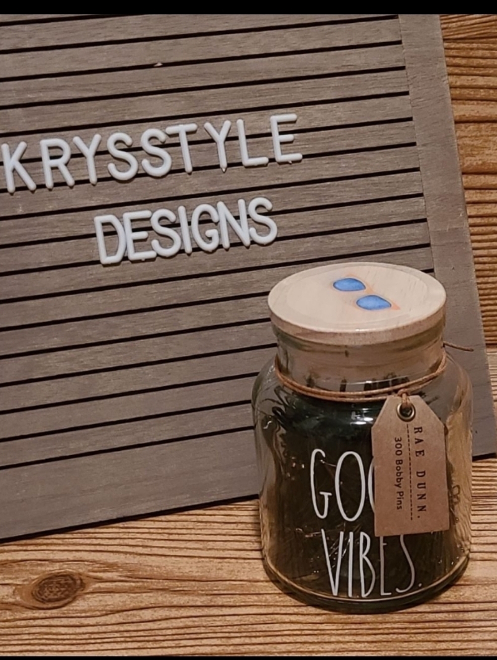 Rae Dunn Good Vibes Jar With Hair Pins